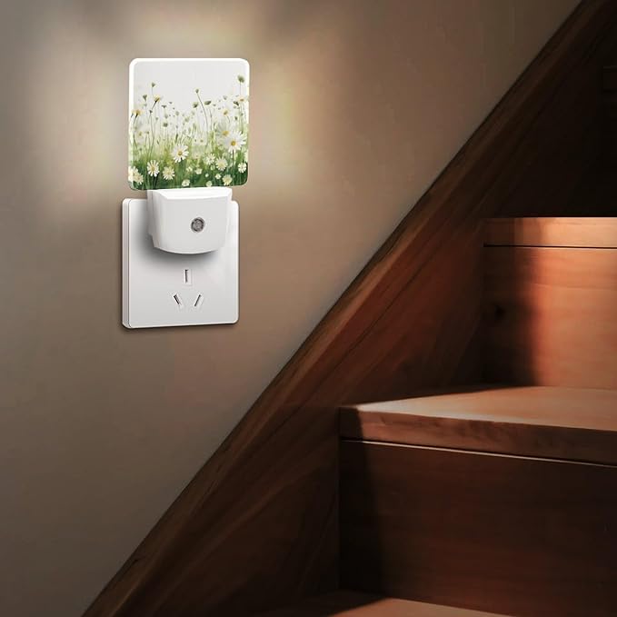 Flowers Night Light, Plug into Wall Decor Nightlights for Bedroom, Bathroom, Hallway, Kitchen, with Dusk to Dawn Light Auto Sensors LED Night Lights for Boys Girls Women Men Room Gifts - Bloomnest