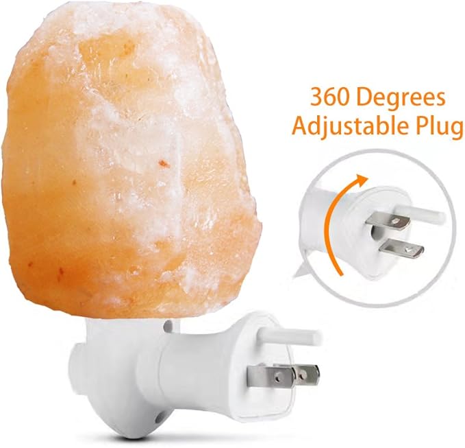 2 Pack Himalayan Natural Salt Lamp Night Light Plug in, Certificated 360 Degree Rotatable Wall Plug with Extra 4 Replacement Bulbs for Bathroom Bedroom, Pink Crystal Rock Salt Hand Crafted - Bloomnest