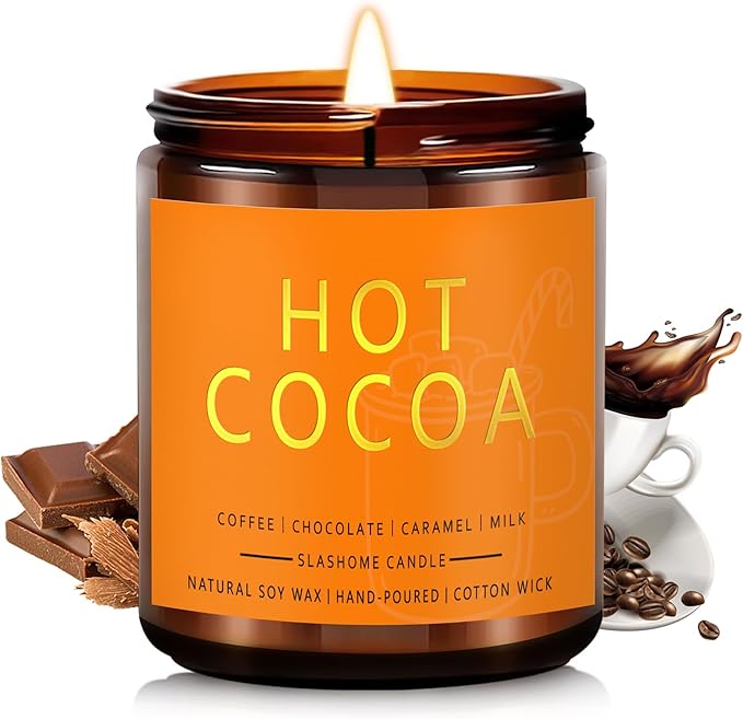 Fall Scented Candles Hot Cocoa 7oz – Rich Chocolate & Creamy Marshmallow Soy Wax Candle for Cozy Autumn Home Décor, Perfect Fall Gift for Chocolate Lovers, 50 Hour Long Burn - Bloomnest