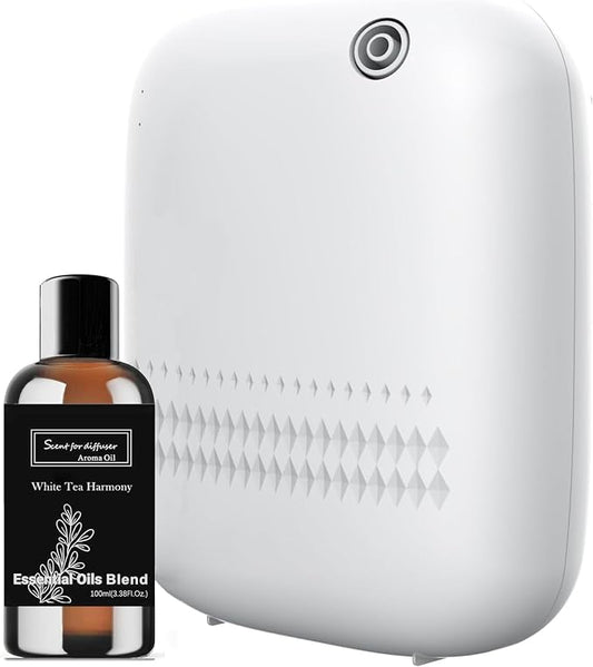 Upgraded Scent Air Machine for Home Cover Up to 2000 sq.ft, Hotel and Commercial Use 400ML Diffuser with 100ML White Tea Harmony Essential Oil, Waterless Cold Air Diffuser for Home, Office - Bloomnest