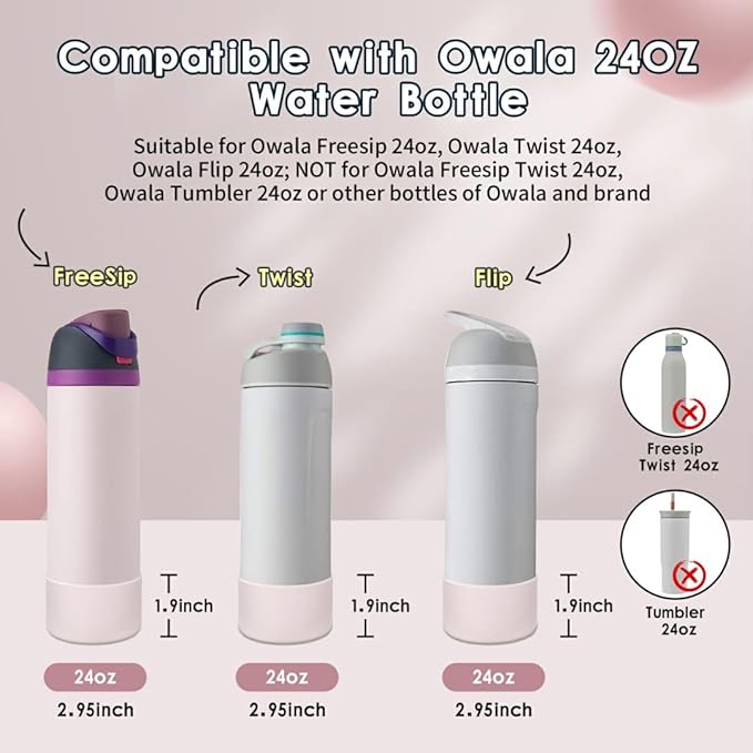 2PCS Silicone Water Bottle Boot, Compatible with Owala 24oz 32oz 40oz, Protective Anti-Scratch & Anti-Dent No Noise Sleeve Cover for FreeSip/Twist/Flip Water Bottles (Dreamy Field, 24oz) BKBY