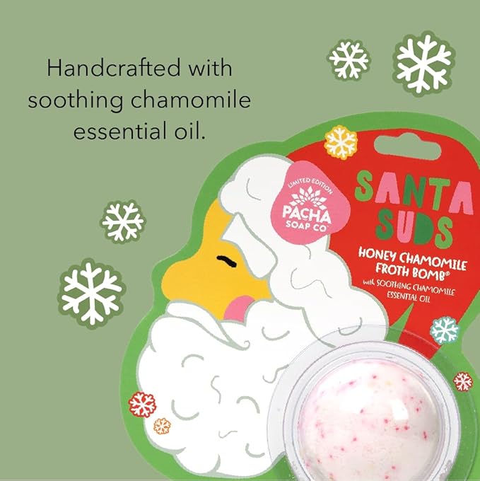 PACHA SOAP Co. Holiday Bath Bomb Card 3 Pack, Santa Suds - Scents of Honey Chamomile, Moisturizing, Naturally Derived & Handcrafted in The USA, Christmas Stocking Stuffer - Bloomnest