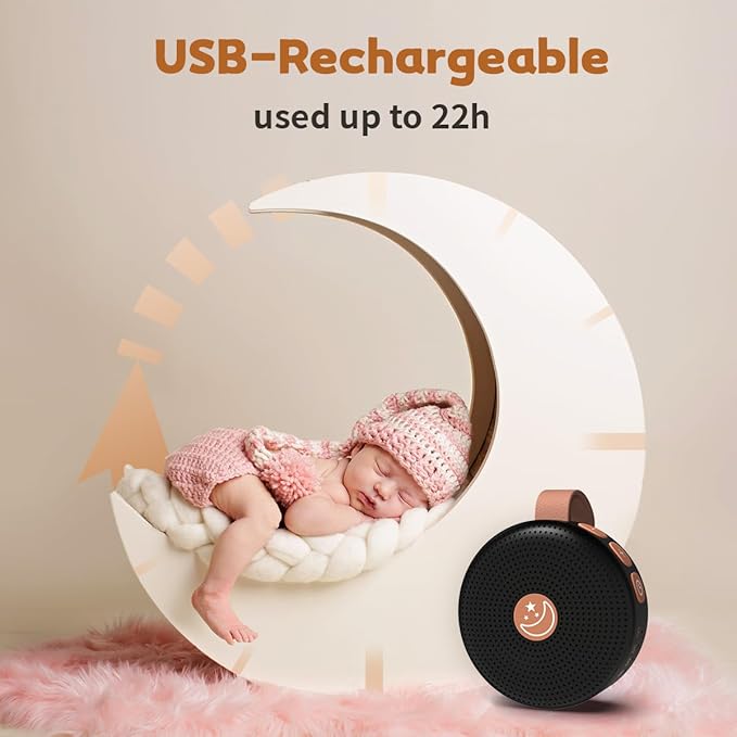 Mini Sound Machine Portable Baby White Noise Machine Brown Noise Machine 30 Soothing Sounds for Kids Adults Auto-Off Timer 32 Volume Levels Battery Sleep Machine for Home Office Privacy (Black) - Bloomnest