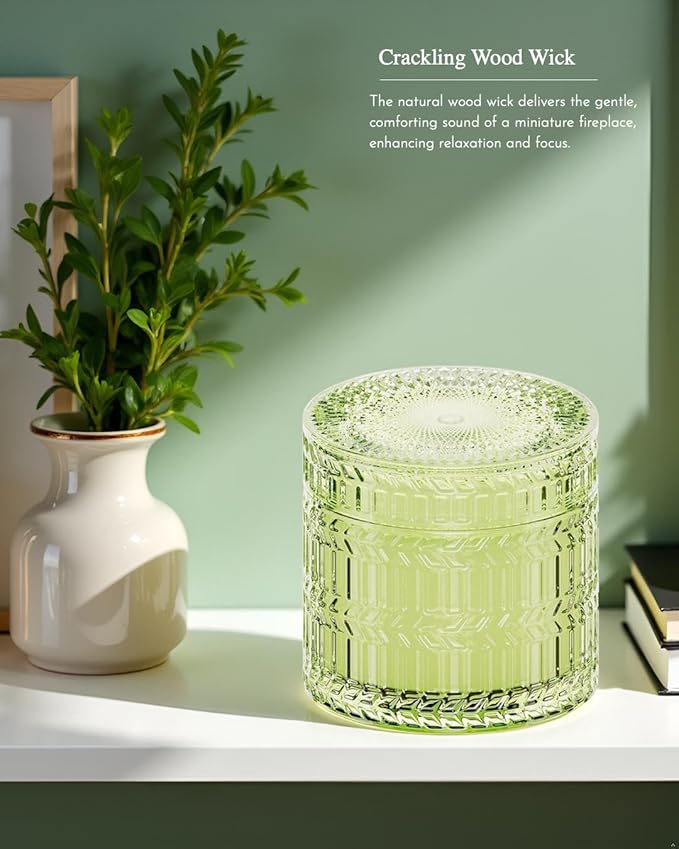 Sage Citrus Scented Candles, Crackling Wood Wick Soy Candle, 7.4 oz Natural Candles Non Toxic, 55 Hours Clean Burn | Aromatherapy Candle | Gift-Ready for Hosts & Gatherings - Bloomnest