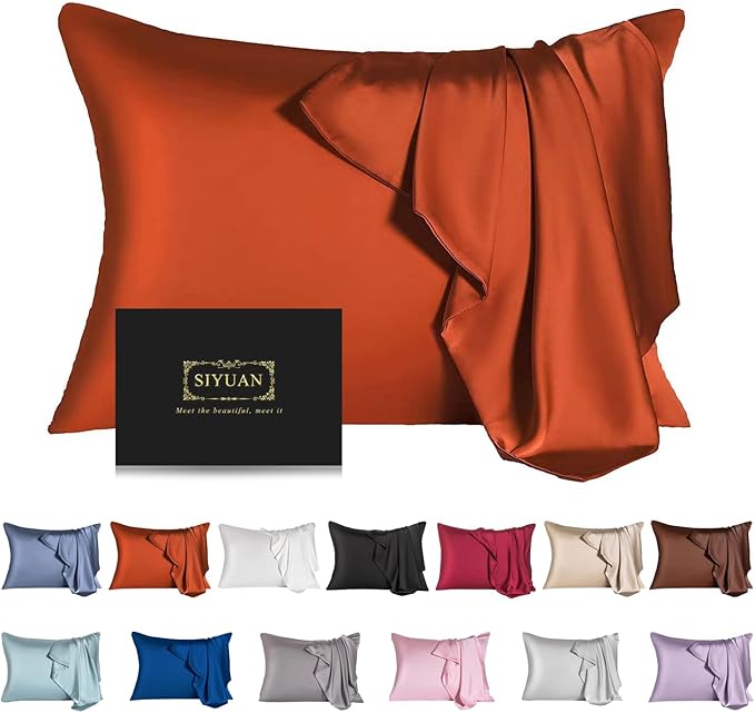 Mulberry Silk Pillowcase for Hair and Skin,Queen Size Cooling Silk Pillow Case with Hidden Zipper,Allergen Proof Dual Sides Soft Breathable Smooth Silk Pillow Cover for Women(Queen,Orange) - Bloomnest