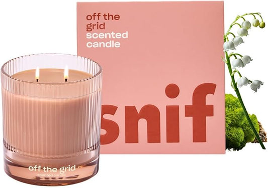 Off The Grid Luxury Scented Candle by Snif, Warm and Calming Candle, 50+ Hours, 100% Cotton Fiber Wicks, Soy Wax Blend, Non-Toxic, Vegan, 8.5 oz - Bloomnest