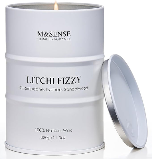 M&SENSE Soy Candles Litchi Fizzy Scented 11.3oz 70 Hour Long Lasting Natural Wax Non Toxic, Summer Candle Cozy Home Decor, Relaxing Aromatherapy Gifts for Women Mom Girlfriend - Bloomnest