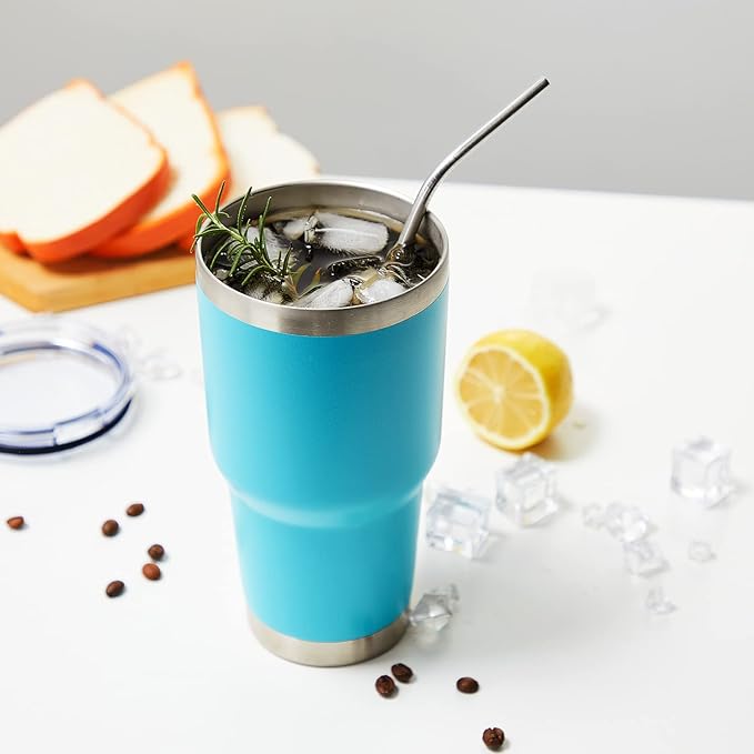 MEWAY 30oz Insulated Tumbler With Lids and Straws,Stainless Steel Double Vacuum Coffee Tumbler Cup, Brush, Durable Powder Coated Coffee Cup for Cold & Hot Drinks, Office, Travel(mixture,4 PACK) - Bloomnest