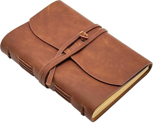 Dark Brown Notebook Journal - Leather Journaling for write A5 Size Diary 6.2x8.5 Inch,Notepad For Women,Man,Vintage,Gifts,Work,Traveler,Personal - Bloomnest