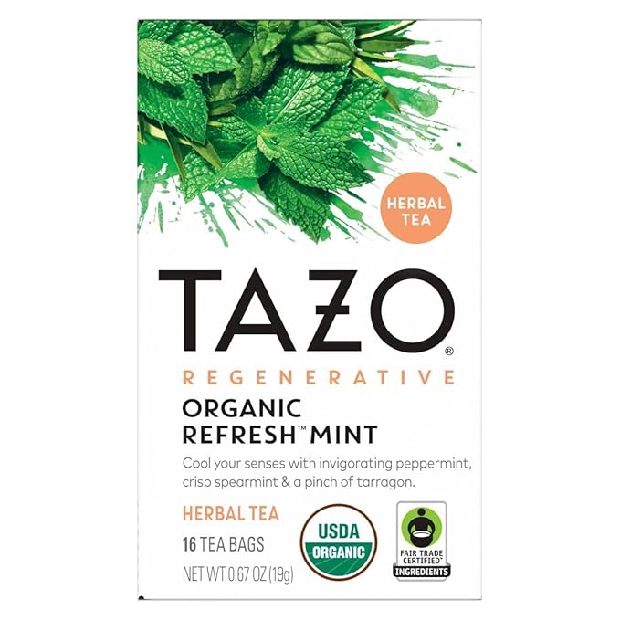TAZO Tea Bags, Regenerative Organic: Refresh Mint Herbal, Zen Green, Green Ginger, Chai Black, Early Grey, & Passion Herbal (1ea) (Variety Pack) - Bloomnest