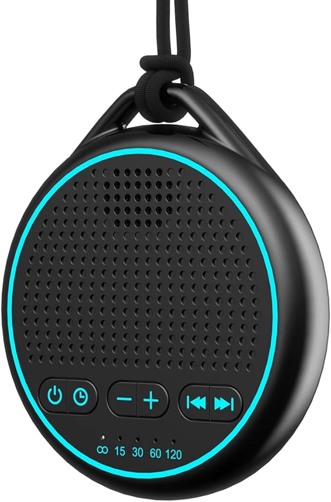 White Noise Sound Machine with 25 Soothing Natural Sounds Rechargeable Battery Portable for Travel 32 Volume Levels 5 Timers Compact Size for Baby Kids Adults Sleeping (Black-Upgrade) - Bloomnest