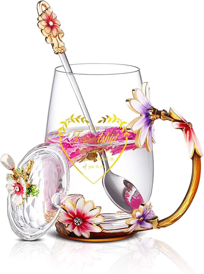 Luka Tech Friendship Gifts For Women,Friend Gifts For Women, Lovely Flower Tea Cup Coffee Mug Birthday Gifts For BFF, Female, Corworker, Bestie - Bloomnest