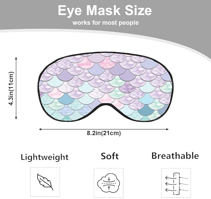 Mermaid Scales Sleep Mask Eye Mask Shiny Scales Ocean Fish Pink Blue Sleep Mask Light Blocking Adjustable Smooth Soft Eye Masks for Women Deep Rest Travel - Bloomnest