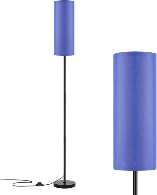FRIDEKO HOME Floor Lamp with Blue Shade, Simple Design with Foot Pedal Switch, Small Tall Lamps for Living Room Bedroom Office, Corner Floor Stand Light with Black Pole Lamp (No Bulb/No Remote) - Bloomnest
