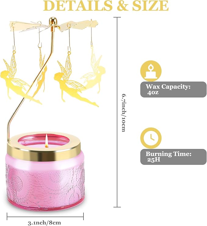 Rotatable Candle, Birthday Gifts for Women, Vanilla Cream Scented Candles Anniversary Christmas Thanksgiving, Unique Butterfly Gifts Best Girl, Friends,Mom, Pink - Bloomnest