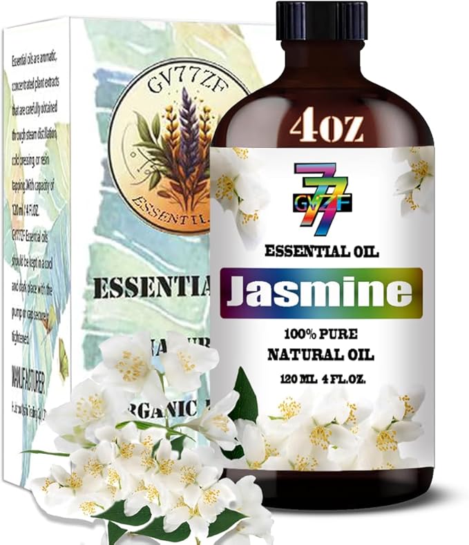 Jasmine Essential Oil (4 oz/120 ml) — Jasmine Oils for Aromatherapy, diffusers, humidifiers, Home fragrances, DIY Skincare, soap Making, DIY Candle, Relaxation, Yoga, and Meditation - Bloomnest