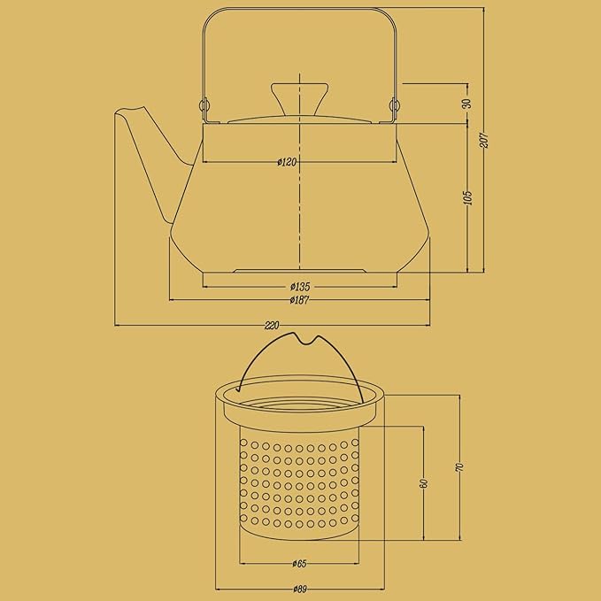 SANQIAHOME 2.1 Quart stainless steel teapot with Infuser A modern, minimalist style