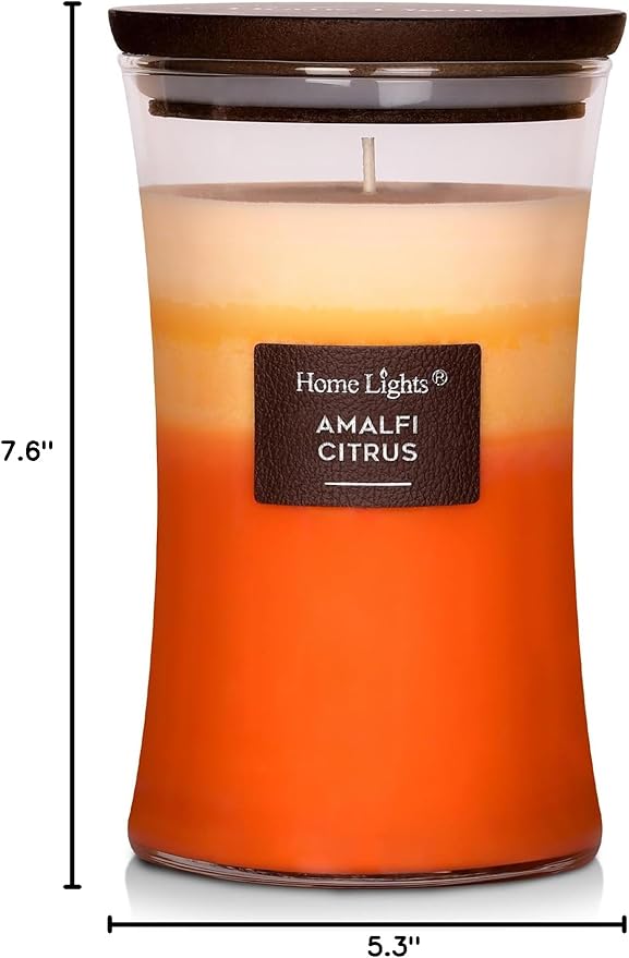 HomeLights 3-Layer Candles for Home Scented, 21.52 OZ Natural Soy Wax Scented Candles Burns Up to 100 Hours, Large Jar, Amalfi Citrus - Bloomnest