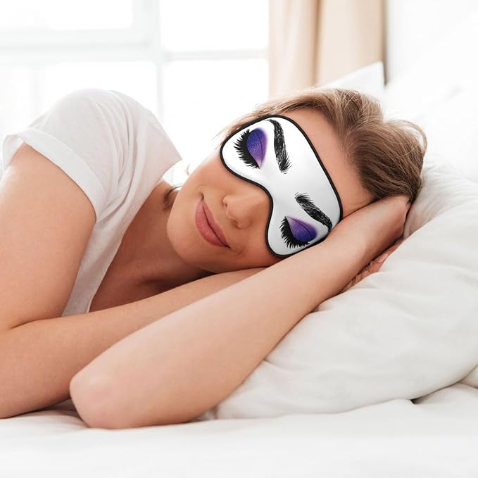 Sleep Eye Mask Purple Eyeshadow Eyelash Sleep Mask for Women Men Comfortable Eye Mask with Adjustable Strap Soft Eye Cover Blindfold for Travel Yoga Nap Shift Work - Bloomnest