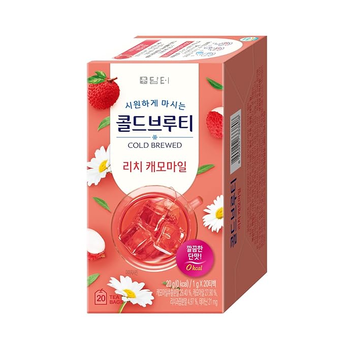 Damtuh Lychee Chamomile Cold Brew Tea - Zero Carbs Zero Sugar, Sweet Cold Tea Beverage with Stevia 30g (20 tea bags) - Bloomnest