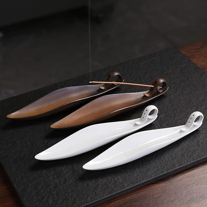 9" Length Incense Stick Holder with 3 Holes, White Porcelain Incense Tray Ash Cather for Spa, Meditation Room, Yoga, Home, Office (White)