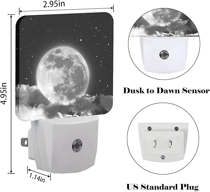 Moon in Cloud Night Light,Plug-in Nightlights Auto Sensor Night Lamp Dusk to Dawn Lamp Home Decor for Nursery Children Girls Boys