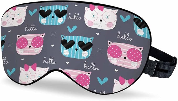 Kitten Sleep Eye Mask Cute Fashion Cat Men Women Sleep Mask with Adjustable Strap Eye Cover Eye Shade for Travel, Nap,Meditation - Bloomnest