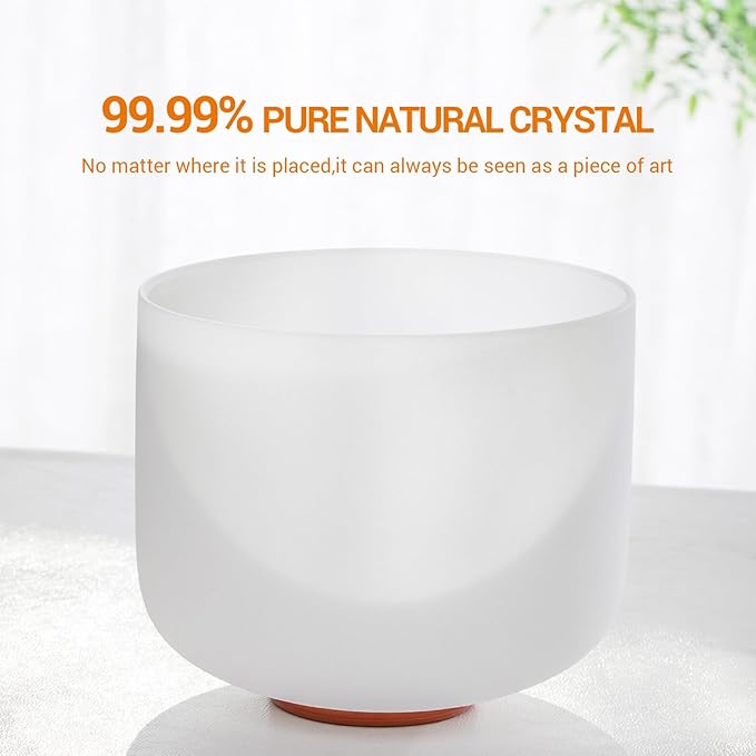 SOLSHINE Crystal Singing Bowl 432HZ 8inches F Heart Chakras with Crystal Striker and O-ring for Mediatation for Sound Healing Meditation Yoga - Bloomnest