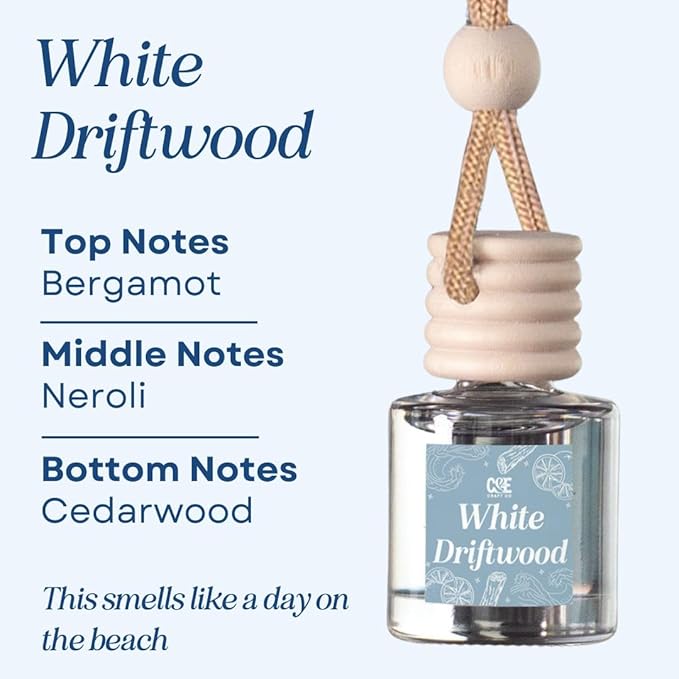 CANDECraftCo Car Air Hanging Fragrance Oil, Car Auto Freshener for Essential Oils, Scents Fragrance Aromatherapy Automobile Diffuser, Long Lasting (White Driftwood) - Bloomnest