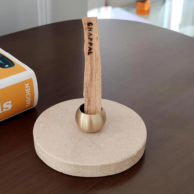 Travertine Palo Santo Holder – Natural Stone Incense Burner for Meditation, Cleansing & Home Décor – Minimalist Palo Santo Tray – Handmade Spiritual Gift - Bloomnest