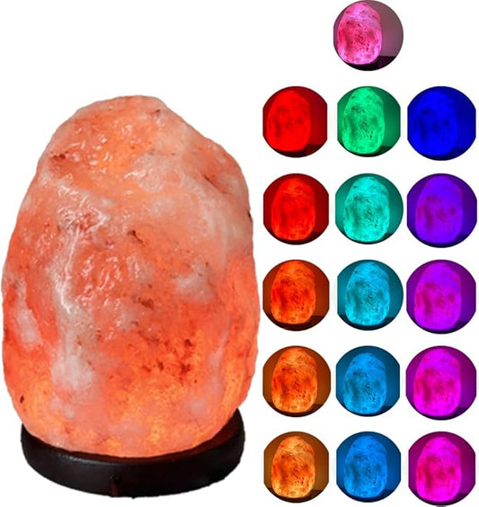 16 Colors Remote Salt Himalayan Salt Lamp Natural Crystal Salt Rock Lamp Hand Carved Night Lights, USB Salt Crystal Lamp Remote Control Salt Lamp for Home Decor and Gift (5.5lb) - Bloomnest