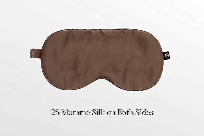 Premium Handcrafted 25 Momme Mulberry Silk Eye Mask for Sleeping (Chocolate) - Bloomnest