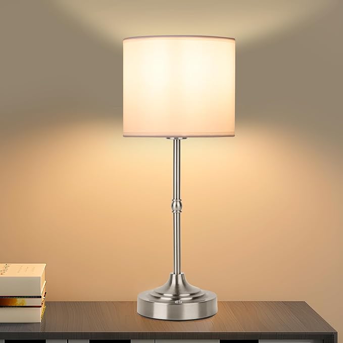 Portable Cordless Table Lamp,Built-in 5200mAH Rechargeable Battery, Dimmable Touch Wireless Light, Bed Side Metal Desk Lamp，Restaurant/Bedroom/Bar/Coffee/Night Light (Brushed Nickel) - Bloomnest