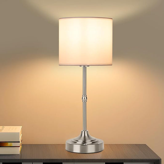 Portable Cordless Table Lamp,Built-in 5200mAH Rechargeable Battery, Dimmable Touch Wireless Light, Bed Side Metal Desk Lamp，Restaurant/Bedroom/Bar/Coffee/Night Light (Brushed Nickel) - Bloomnest