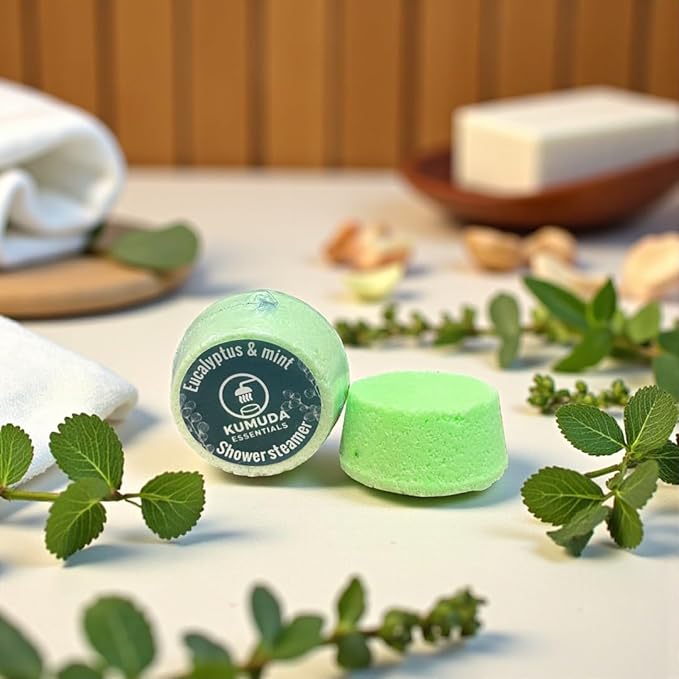 Kumuda Essentials Shower Steamers Pack of 15 Eucalyptus and Mint Aromatherapy Tablets Gift for Women, Birthday, Anniversary (30g Each) - Bloomnest