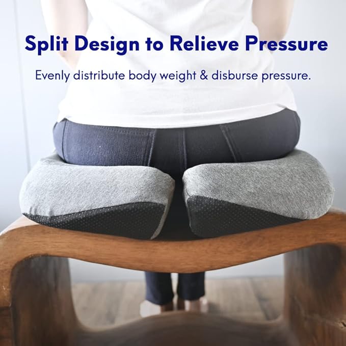 C CUSHION LAB Patented Pressure Relief Seat Cushion for Long Sitting Hours on Office/Home Chair, Car, Wheelchair - Extra-Dense Memory Foam for Hip, Tailbone, Coccyx, Sciatica - Light Grey - Bloomnest