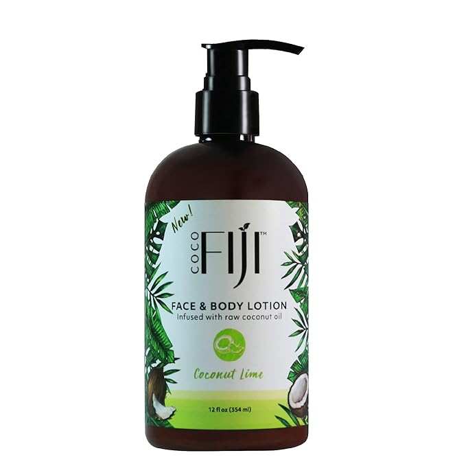 Coco Fiji Face & Body Lotion Infused With Coconut Oil | Lotion for Dry Skin | Moisturizer Face Cream & Massage Lotion for Women & Men |Coconut Lime 12 oz, Pack of 1 - Bloomnest
