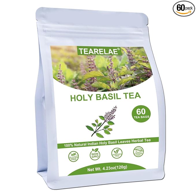 TEARELAE - Holy Basil Tea Bags - 60 Count - 100% Pure Natural Holy Basil Leaves - Aid in Digestion, Boost Immune System - Non-GMO - Caffeine-Free - Bloomnest