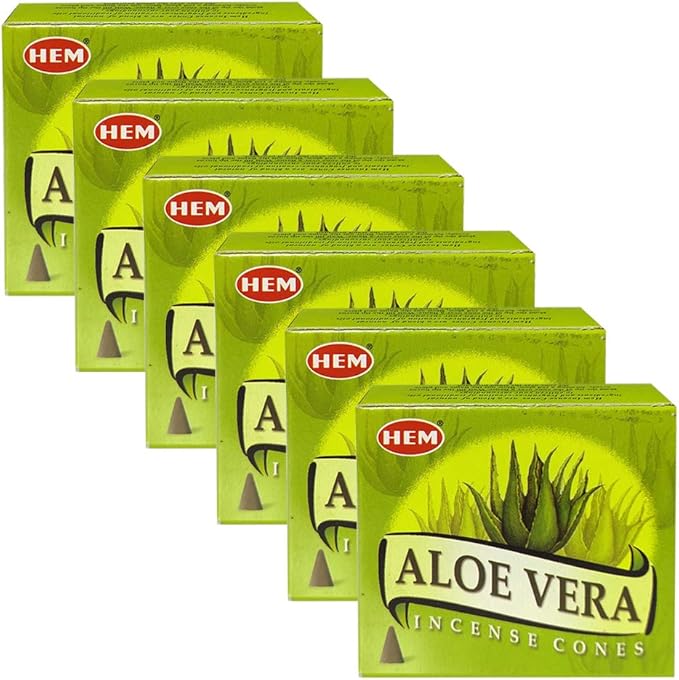 TRUMIRI Incense Cone Holder Bundle with Hem Aloe Vera Incense Cones - Pack of 6 (Approx 60 Cones) TRUMIRI