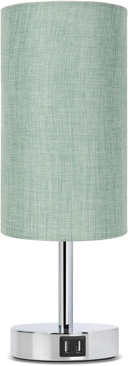 Yarra-Decor Bedside Lamp with USB Port - Touch Control Table Lamp for Bedroom 3 Way Dimmable Nightstand Lamp with Round Denim Fabric Shade for Living Room, Dorm, Home Office (LED Bulb Included) - Bloomnest