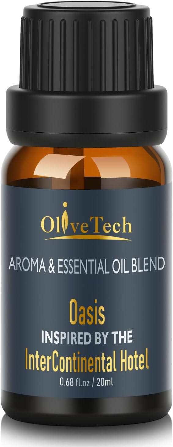 Hotel Diffuser Oil 20ml – Inspired by Intercontinental Hotel Oasis Scent, OliveTech Aromatherapy Fragrance Oil for Cold Air & Ultrasonic Diffusers, Glass Bottle (0.68 fl oz) OliveTech
