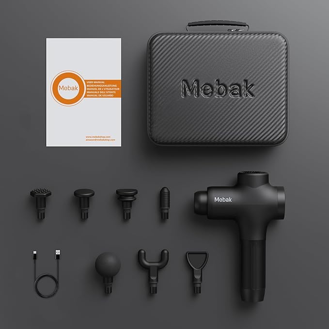 Mebak 3 Massage Gun, Massage Gun Deep Tissue for Athletes, Professional Muscle Percussion Massager, Massager for Shoulder Leg Back Body Pain Relief, Quiet Portable Sport Tool, Gifts for Him - Bloomnest