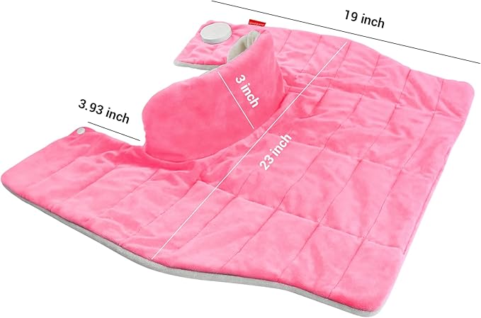 Comfytemp Heating Pad for Neck and Shoulders and Back, 2.6lb Weighted Electric Heat Pad FSA Eligible, Large HSA Heated Wrap, 9 Heat Settings & 11 Timer, Birthday Gifts for Women Men Mom Dad, Pink - Bloomnest
