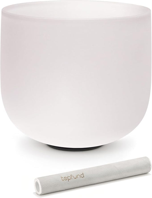 TOPFUND 8 inch A Note Quartz Crystal Singing Bowl Third Eye Chakra Meditation Sound Healing