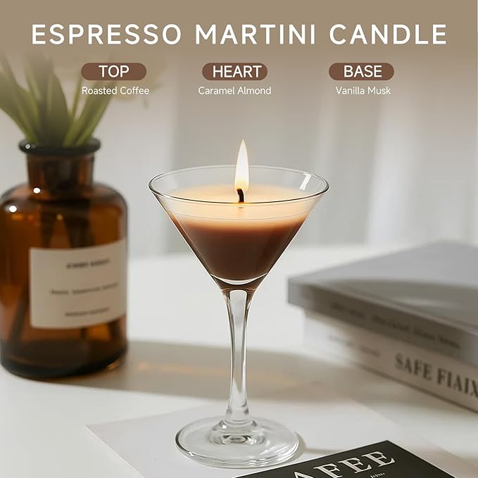 Mini Espresso Martini Candle Gift Set for Women Men, Decorative Coffee Scented Soy Wax Aromatherapy Candles in Glass for Coffee Bar Party Birthday Bridal Shower, Home Decor, Pack of 3 - Bloomnest