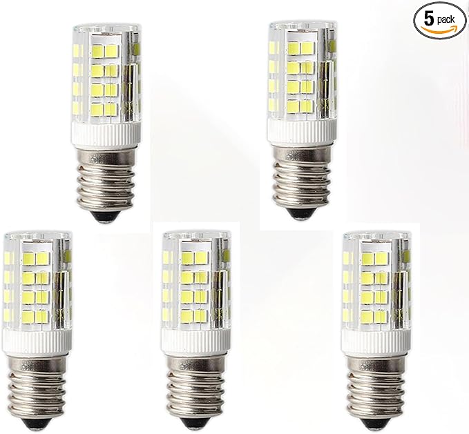 E14 LED Light Bulb Daylight White 6000K 120V,E14 European Base for Cooker Hood Bulbs,Range Hood Light Bulbs,Refrigerator Bulb,Turkish Moroccan Bulb Replace(5-Pack) - Bloomnest