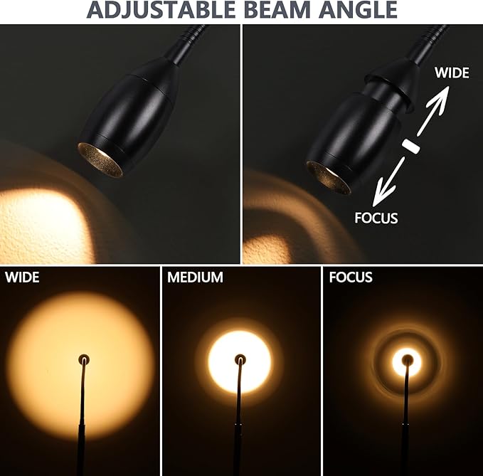 Reading Floor Lamp, 72" Tall LED Lamp with Flexible Gooseneck, Dimmable Zoomable Spotlight, Adjustable Color Beam Standing Lamp, Touch & Remote Control, Task Craft Bedroom Living Room, Matte Black - Bloomnest