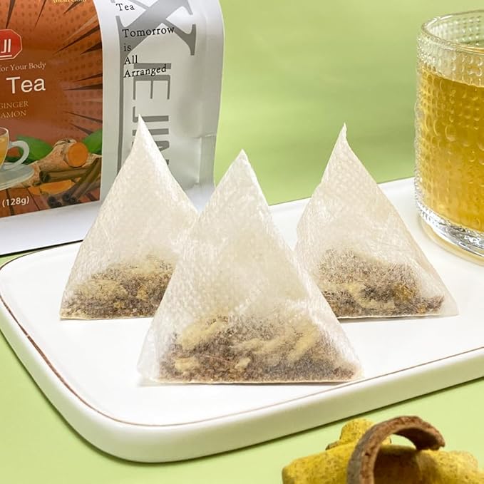 XIEJINJI Turmeric Ginger, 40 Teabags, 100% Natural Ingredients, Spicy & Smooth Flavor, Support Brain, Weight, Skin and Sleep, No Sugar, No Caffeine, No Additives, Eco-Conscious Tea Bags - Bloomnest