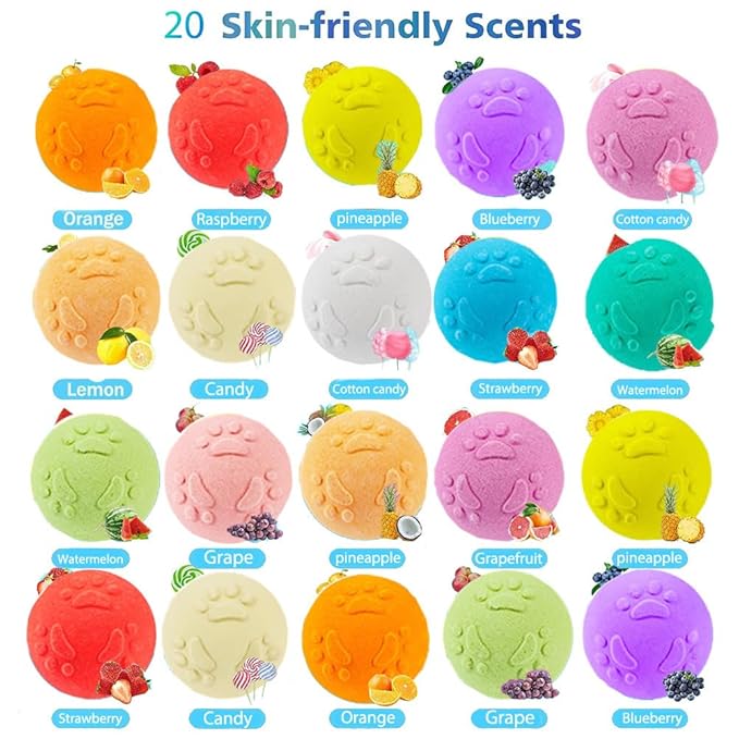 Bath Bombs for Kids with Surprise Inside for Boys Girls Toddlers 20 Pack Kids Gift Set Organic Bubble with Puppy Inside Natural Handmade - Bloomnest