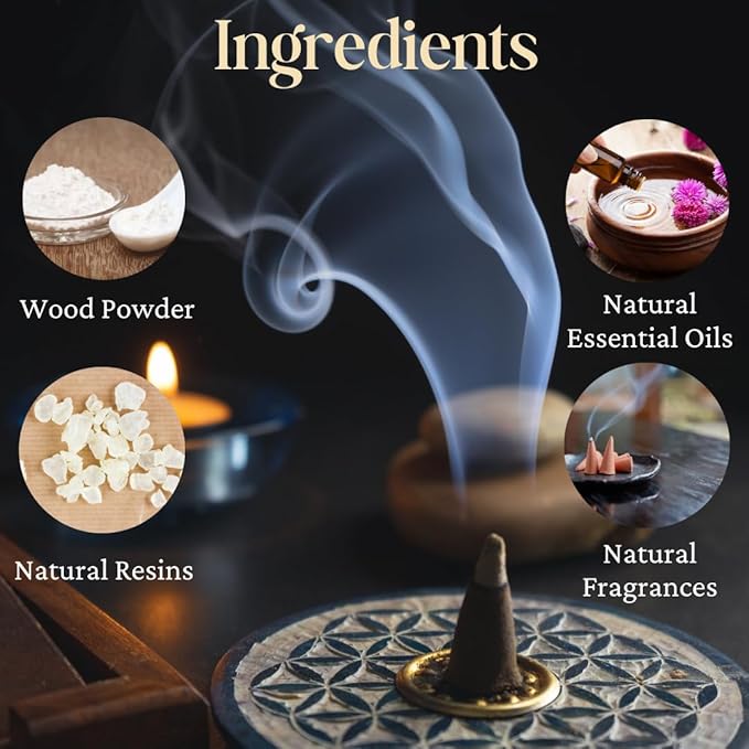 Bless International Patchouli 100%-Natural-Incense-Cones Handmade-Hand-Dipped Organic-Chemicals-Free for-Purification-Relaxation-Positivity-Yoga-Meditation The-Best-scents (10 Count) BlessInternational